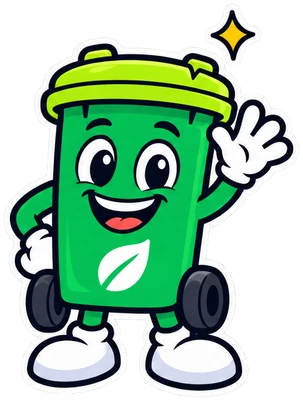Green waste bin character