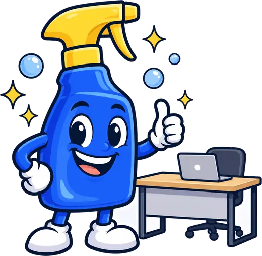 Crystal Office character: a smiling blue spray bottle